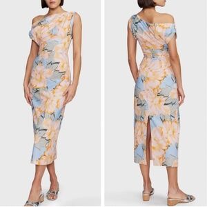 Ownley Morgan Midi Dress Chambray Floral Vacation Causal Party